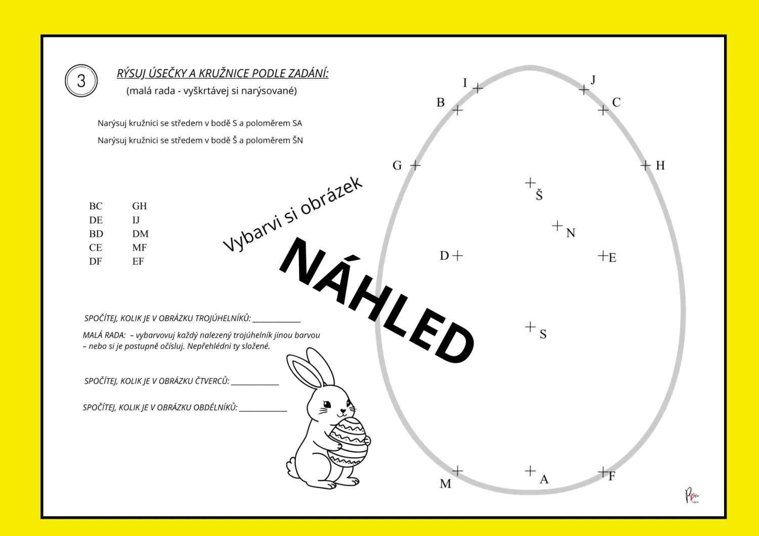 RÝSOVÁNÍ ÚSEČEK A KRUŽNIC  - TÉMA VELIKONOCE – náhled 3