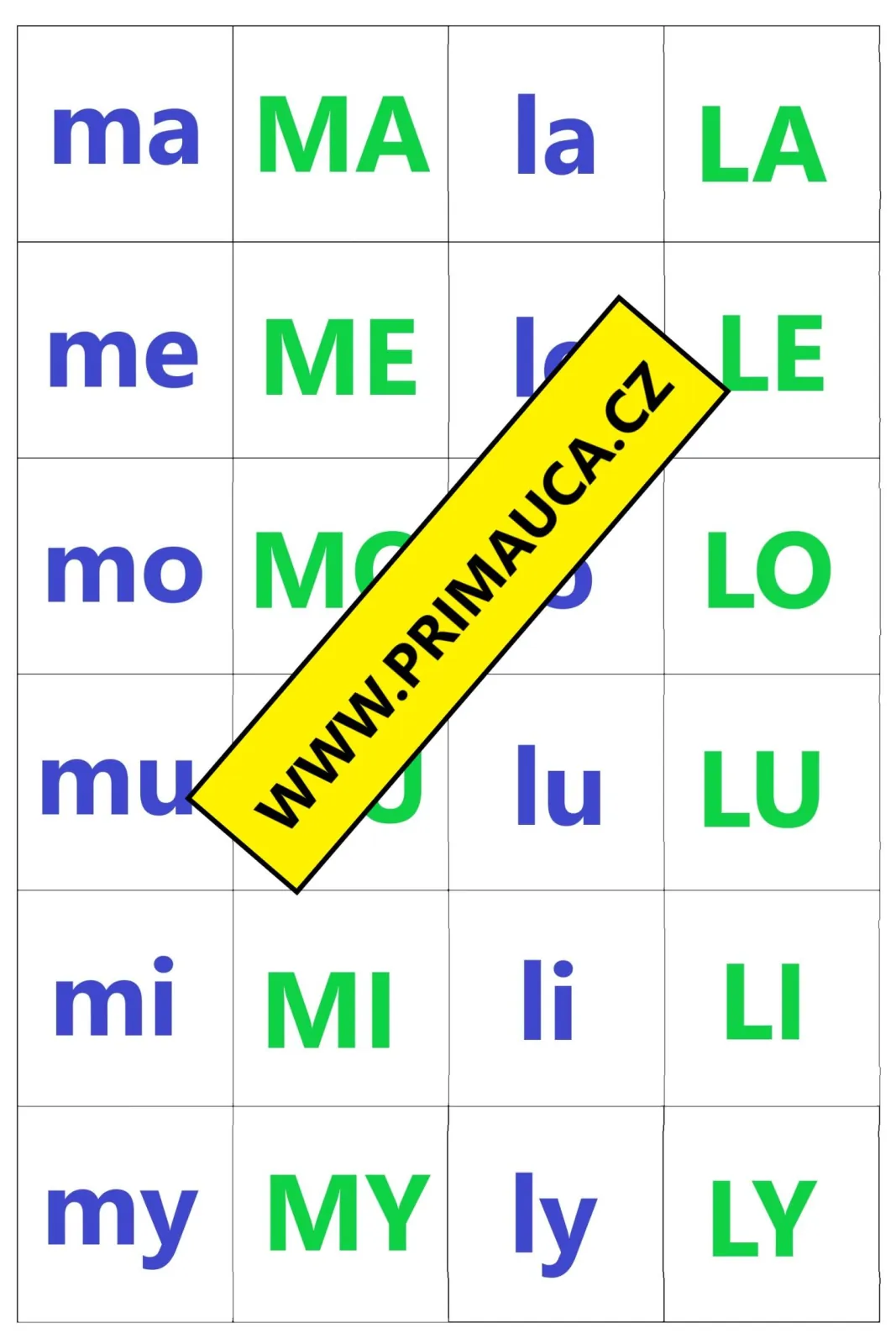 PEXESO - NÁCVIK ČTENÍ SLOV Z PRVNÍCH PÍSMEN – náhled 2