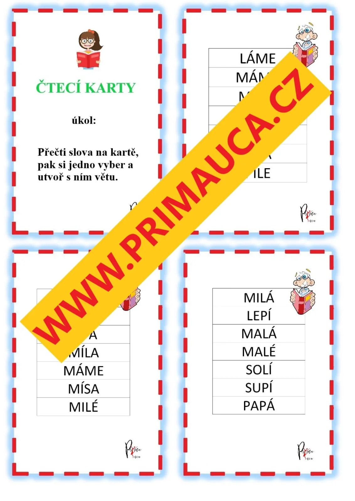 ČTECÍ KARTY PRVNÍCH SLABIK A SLOV – náhled 2