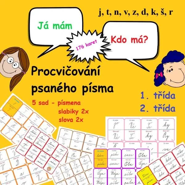 PROCVIČOVÁNÍ ČTENÍ PSANÉHO PÍSMA HROU - Já mám, kdo má? - jtnvzdkšr