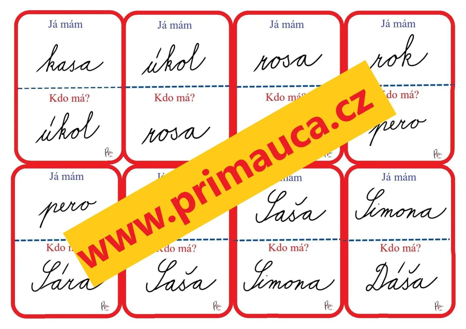 PROCVIČOVÁNÍ ČTENÍ PSANÉHO PÍSMA HROU - Já mám, kdo má? - jtnvzdkšr – náhled 6