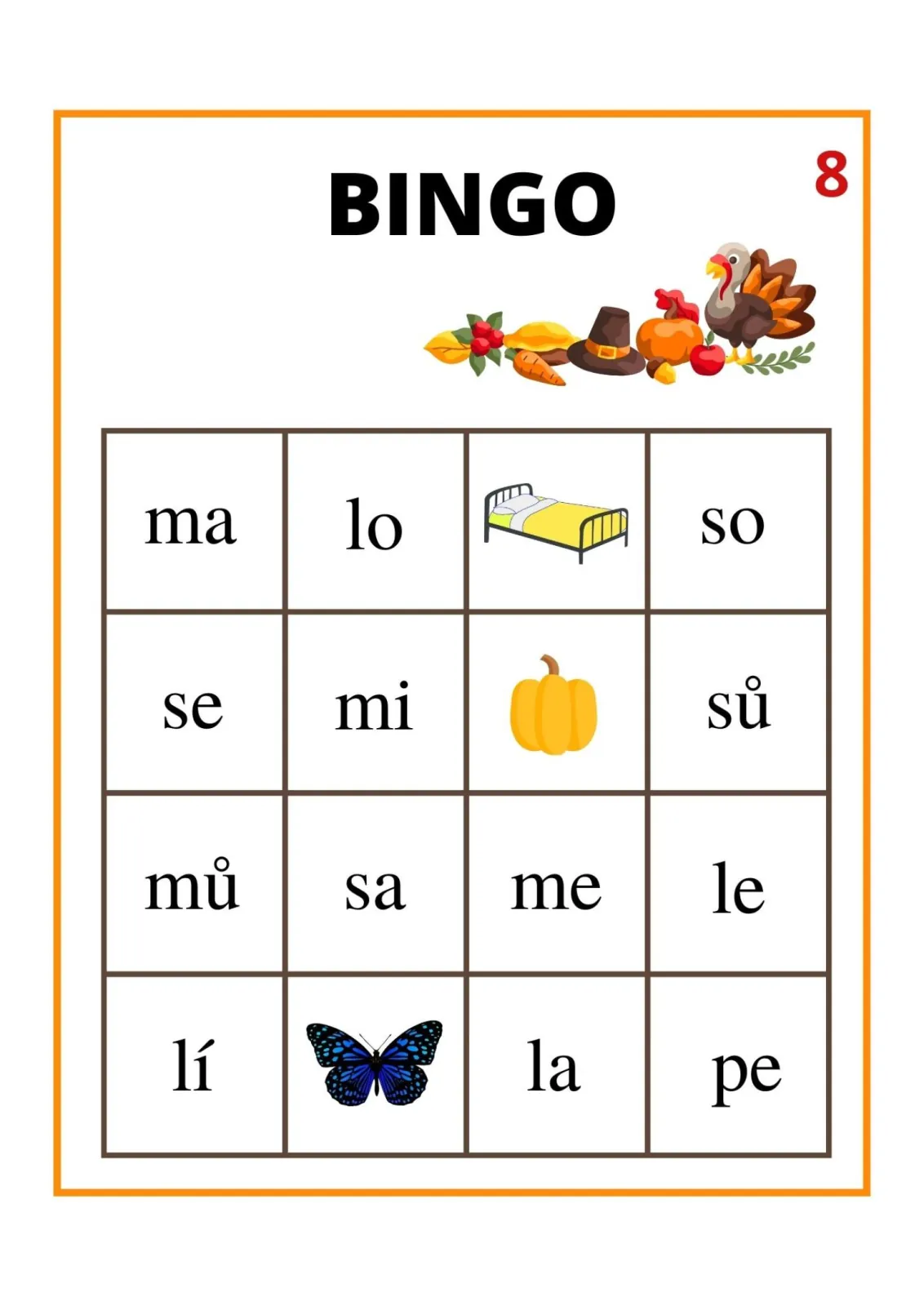 BINGO - ČTENÍ PRVNÍCH SLABIK - HRA PRO CELOU TŘÍDU – náhled 2