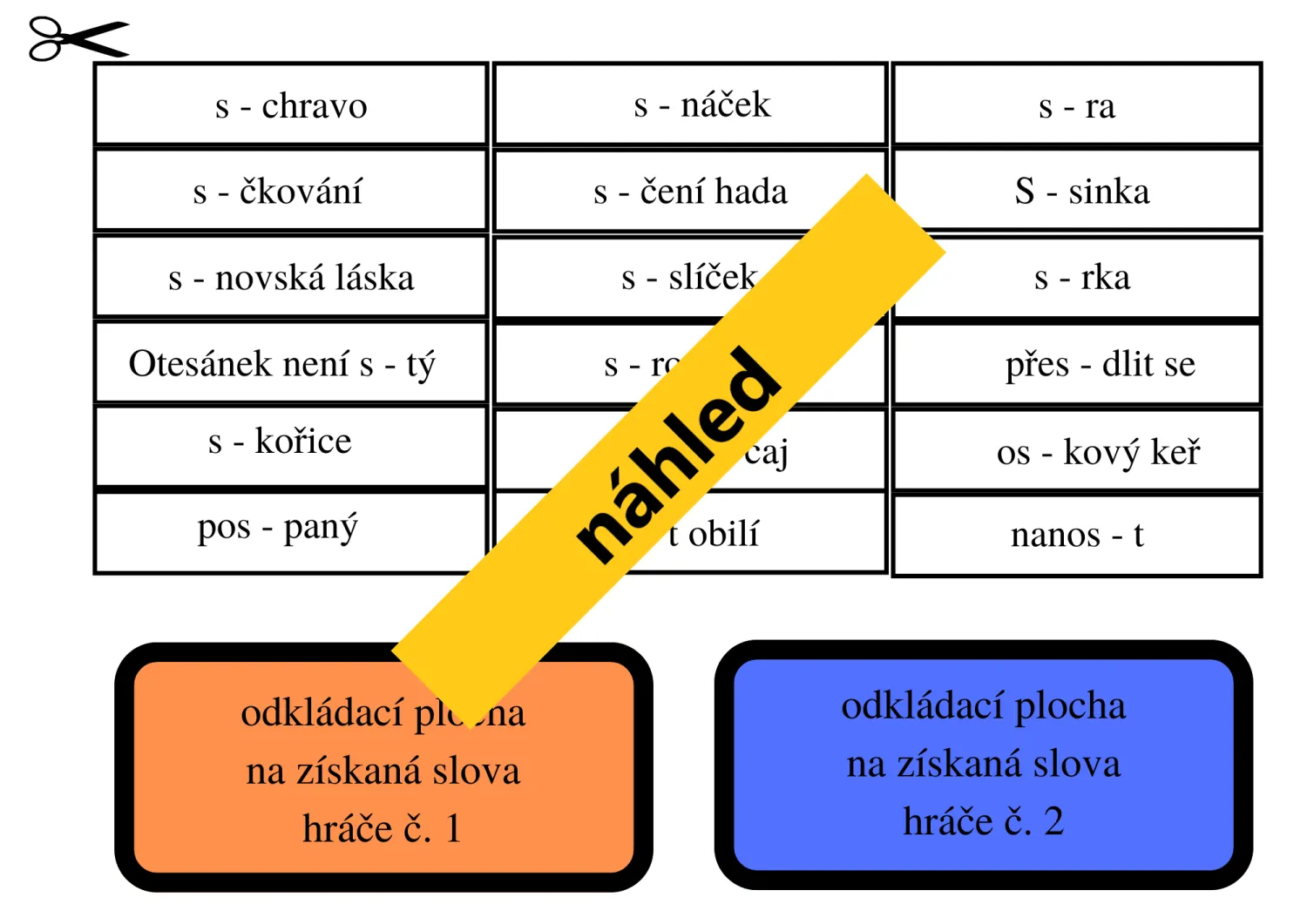 VYJMENOVANÁ SLOVA - S - HRA DO TŘÍDY - PÍSMENKOVÁ STŘELNICE - 5. sada – náhled 3