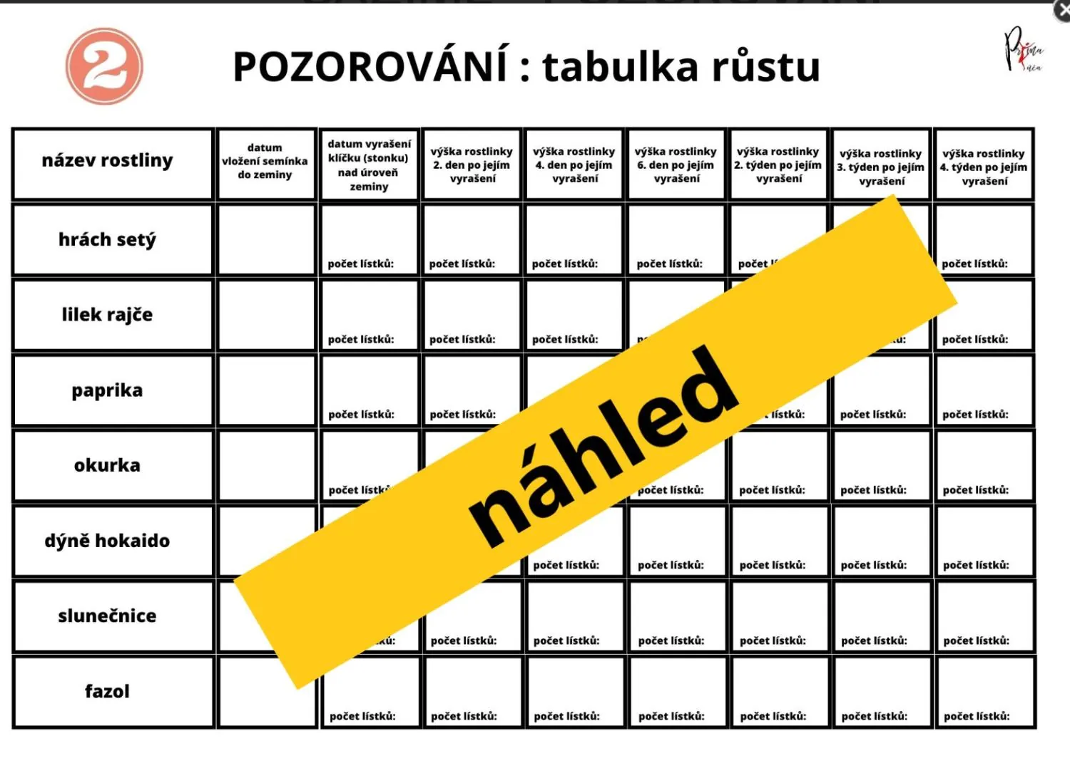 VYSÉVÁME POZORUJEME SÁZÍME - POZOROVÁNÍ - příprava do hodin – náhled 8