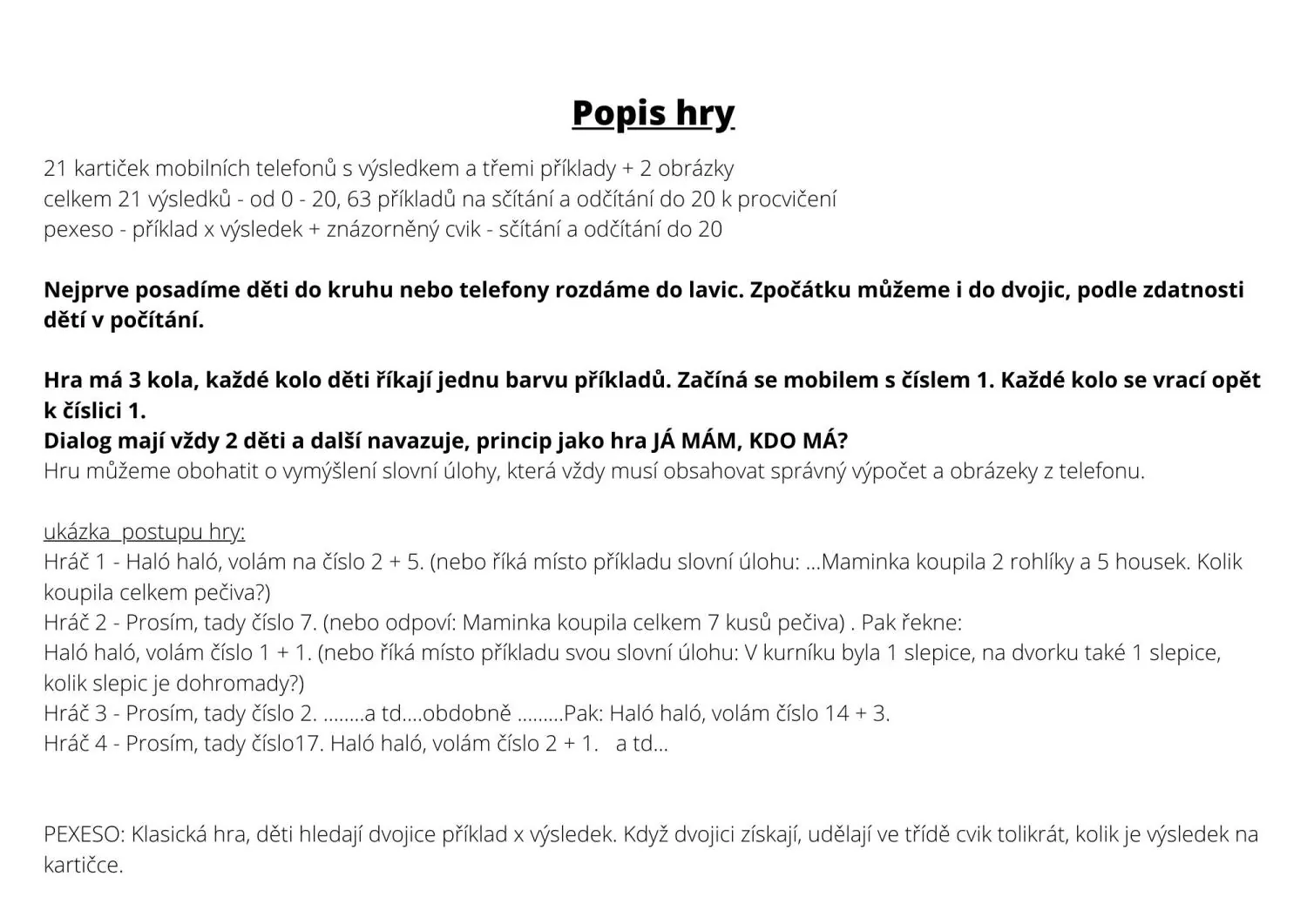TELEFONNÍ HRA - MATEMATIKA + sportovní pexeso – náhled 2