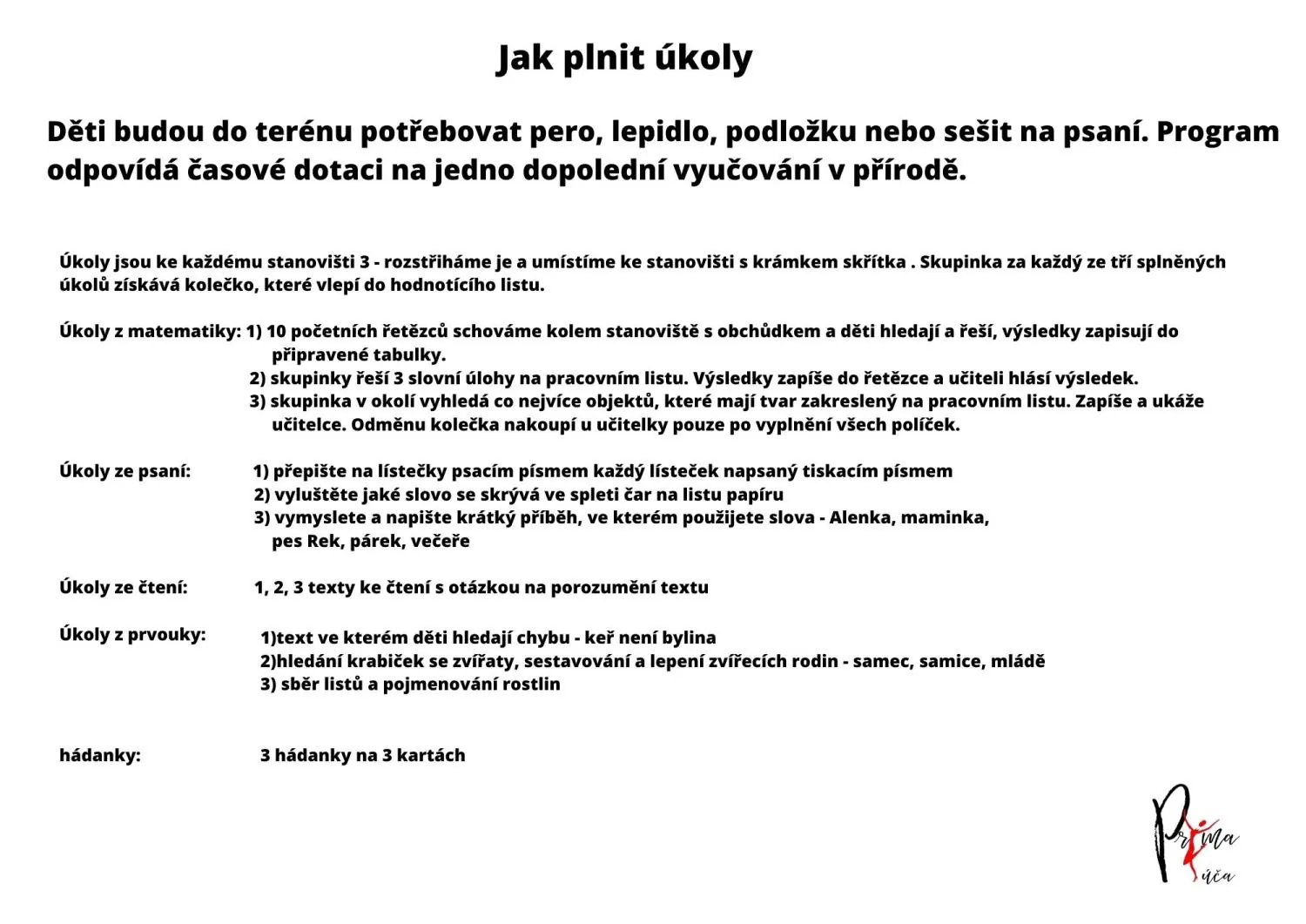PROJEKTOVÝ DEN UČÍME SE VENKU - kompletní příprava na celé dopoledne venku – náhled 4