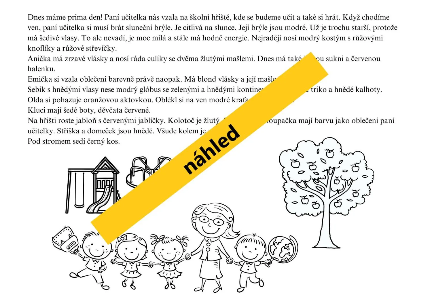 ŠKOLNÍ ČTENÍ S POROZUMĚNÍM S OMALOVÁNKY - Přečti si pozorně a vybarvuj! – náhled 8