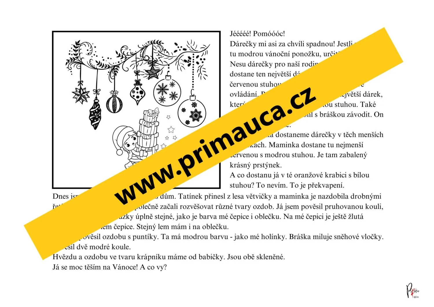 VÁNOCE - ČTENÍ S POROZUMĚNÍM S OMALOVÁNKY - Přečti si pozorně a vybarvuj! – náhled 3