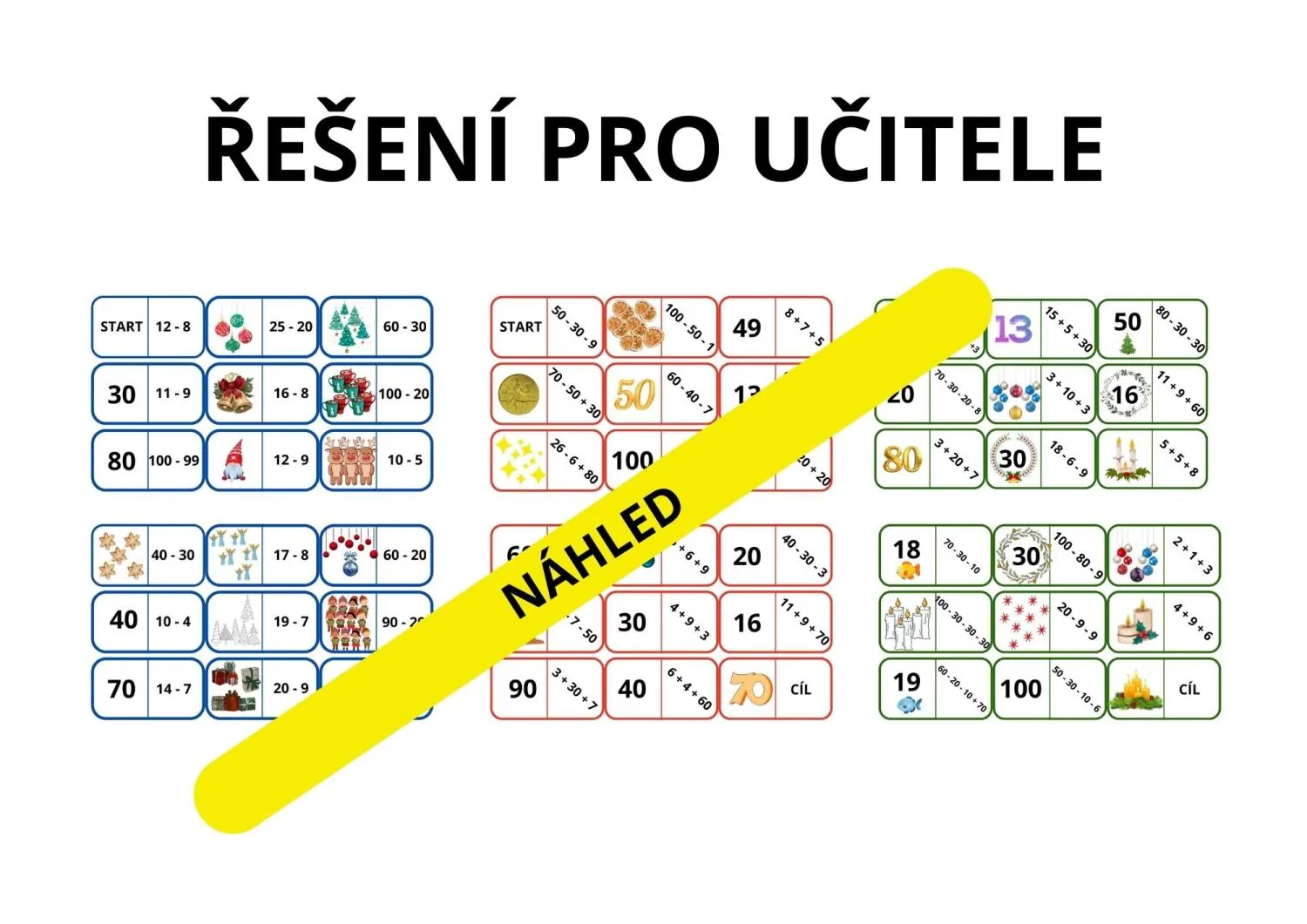 VÁNOČNÍ MATEMATICKÁ DOMINA - 3 sady – náhled 2