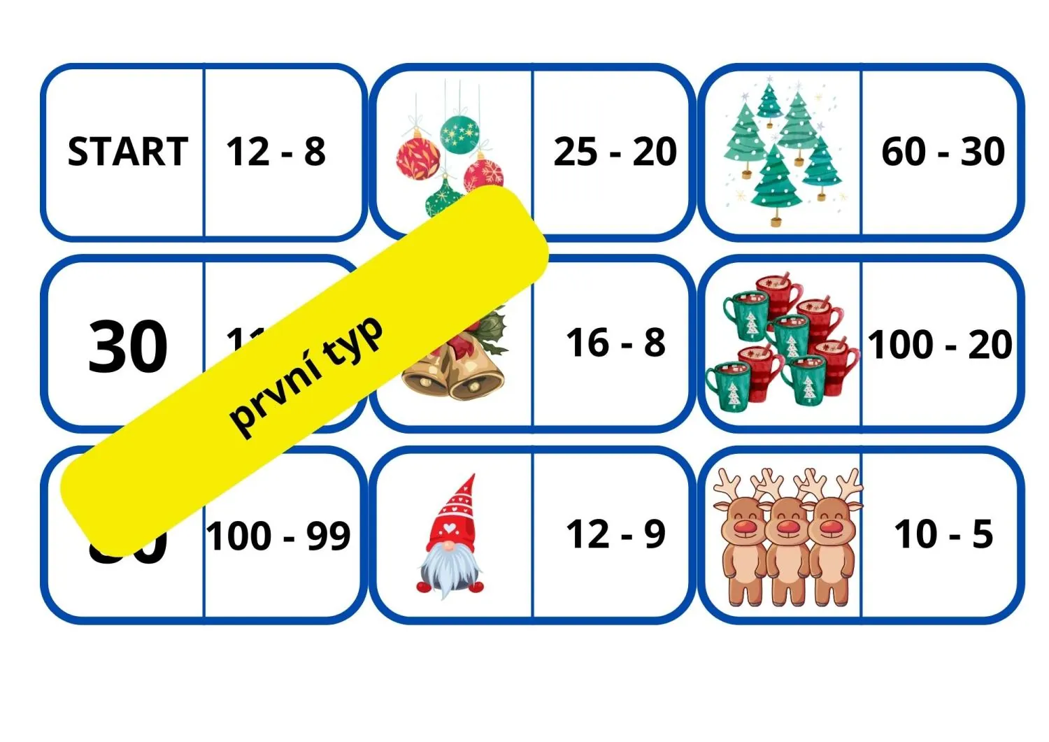 VÁNOČNÍ MATEMATICKÁ DOMINA - 3 sady – náhled 3