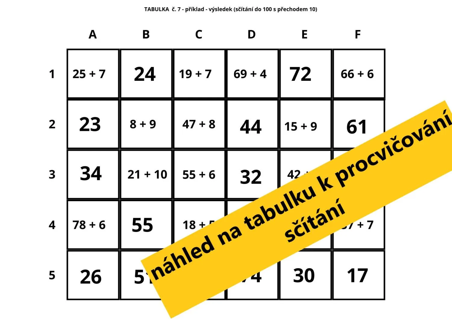 ORIENTACE V TABULCE, TABULKA, SOUŘADNICE - HRY S TABULKOU – náhled 4