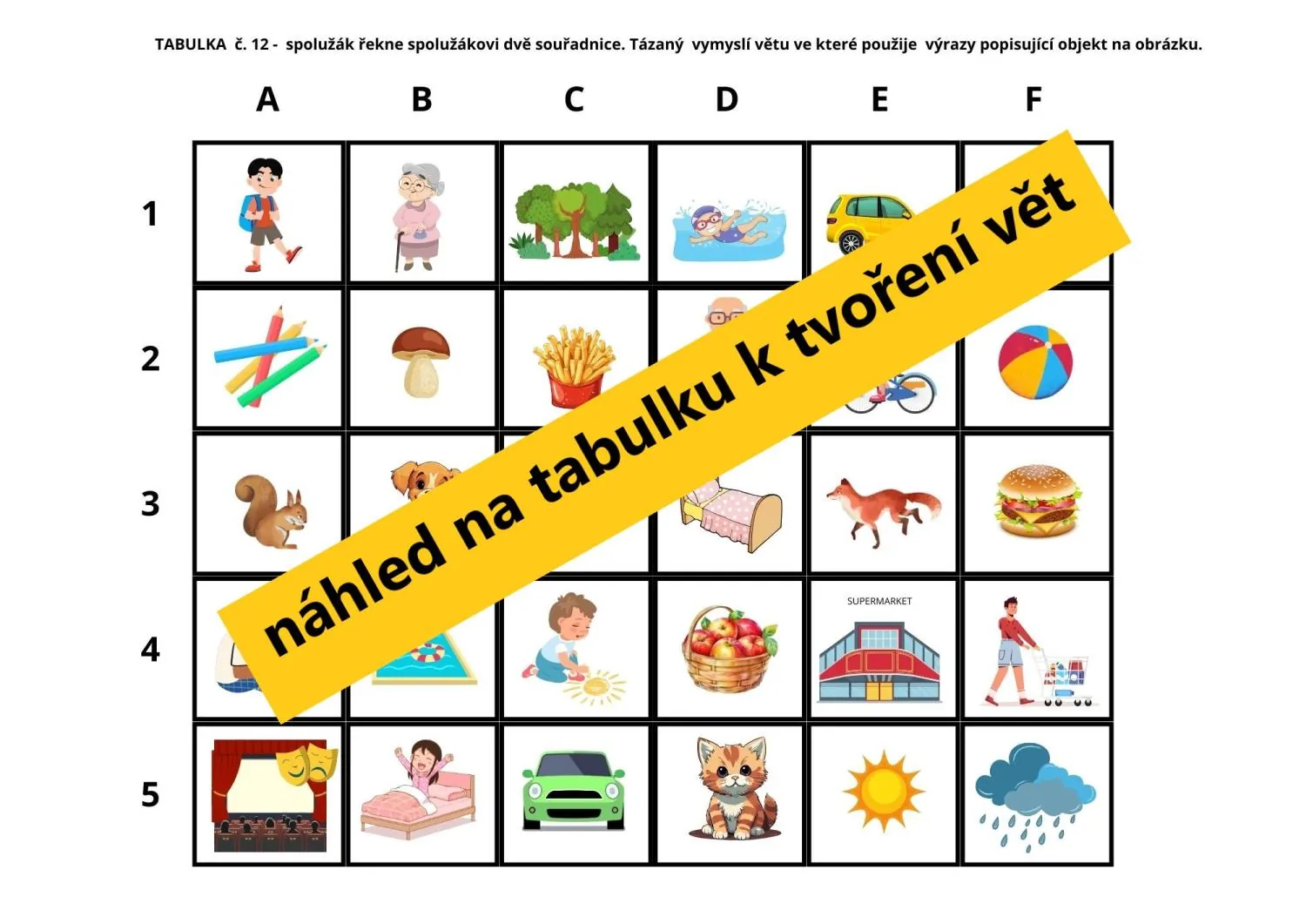 ORIENTACE V TABULCE, TABULKA, SOUŘADNICE - HRY S TABULKOU – náhled 6