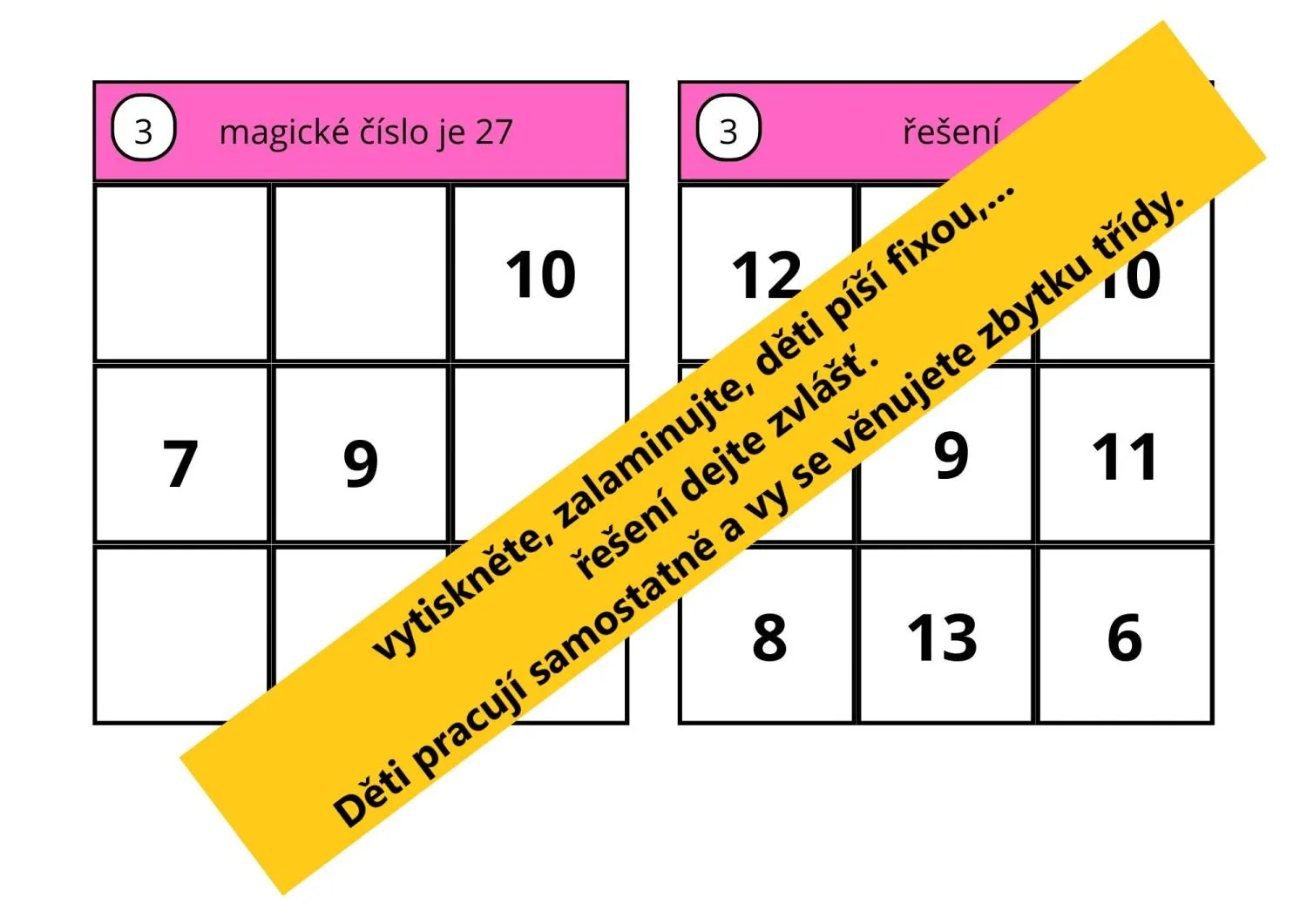 MAGICKÉ ČTVERCE - logika v matematice - numerace hrou do 100 – náhled 3