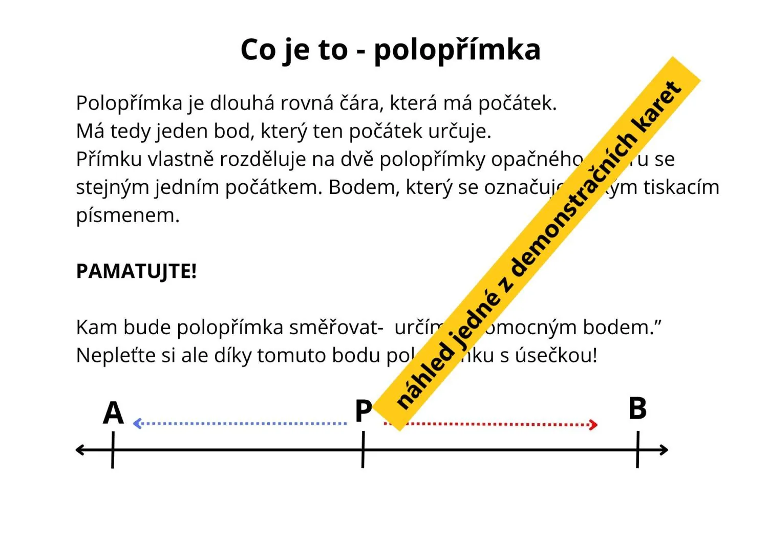 PŘÍMKY, POLOPŘÍMKY A ÚSEČKY - učíme se geometrii – náhled 3