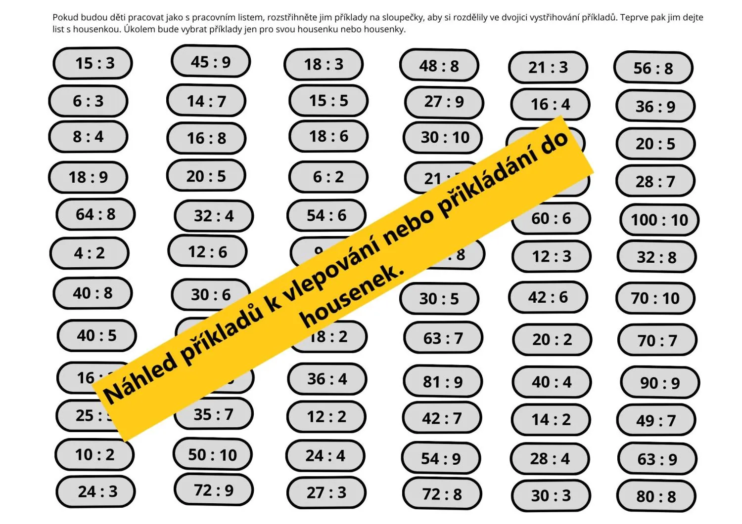 DĚLENÍ HOUSENEK - POHYBOVKA NEBO PRACOVNÍ LISTY DO SKUPINEK – náhled 2