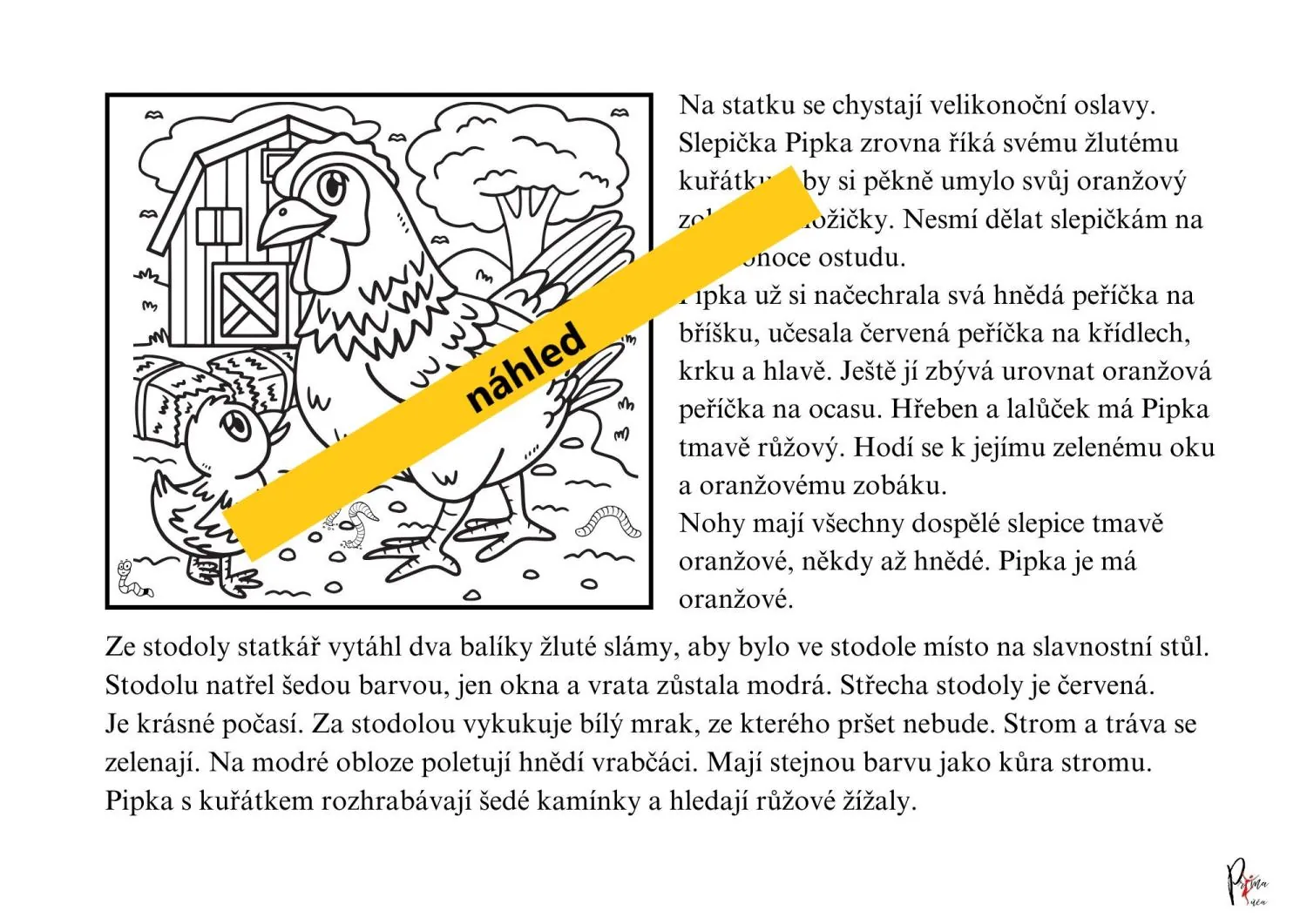 VELIKONOCE - ČTENÍ S POROZUMĚNÍM A OMALOVÁNKY - Přečti si pozorně a vybarvuj! – náhled 5