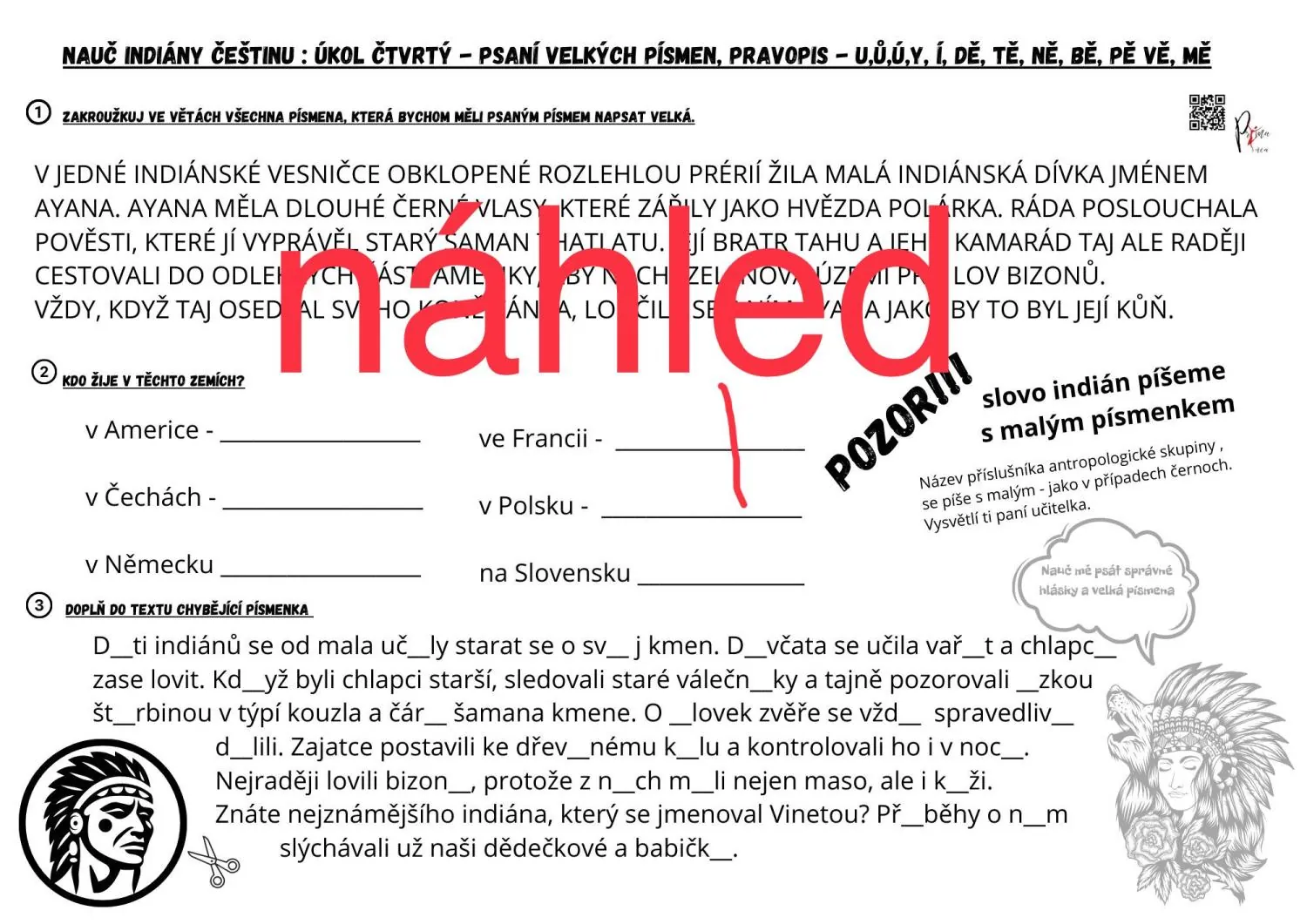 ŠKOLA V PŘÍRODĚ - téma INDIÁNI - pracovní listy k výuce s LAPAČEM SNŮ - 2. třída – náhled 8