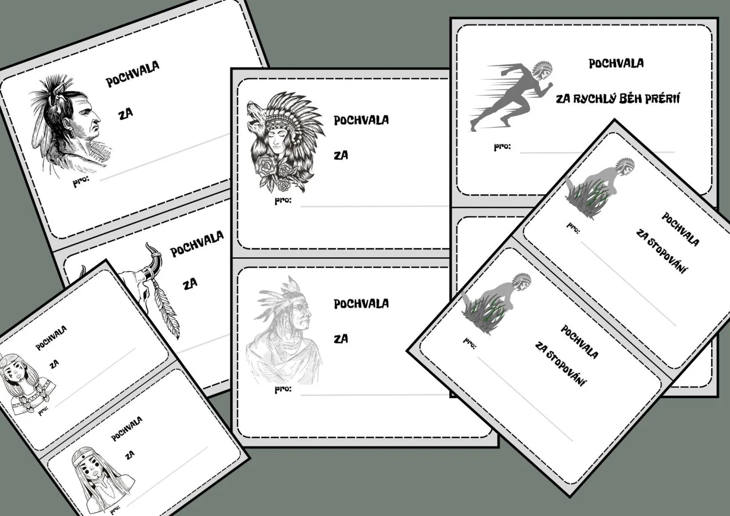 ŠKOLA V PŘÍRODĚ - DIPLOMY, POCHVALY, KARTY NA DVEŘE - TÉMA INDIÁNI – náhled 3