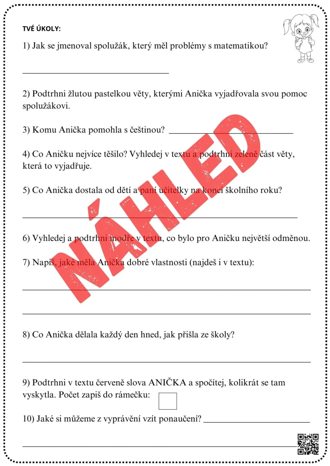 PÍSEMNÉ PRÁCE NA KONEC ŠKOLNÍHO ROKU - VARIANTY PRO DĚTI S SPU – náhled 6
