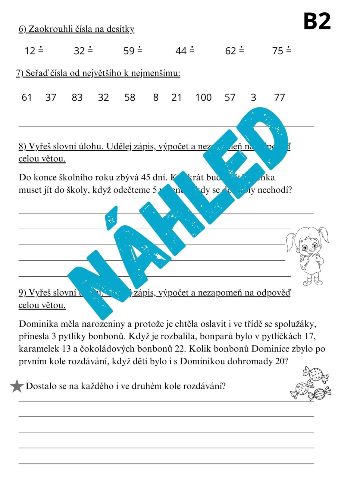 PÍSEMNÉ PRÁCE NA KONEC ŠKOLNÍHO ROKU - VARIANTY PRO DĚTI S SPU – náhled 6
