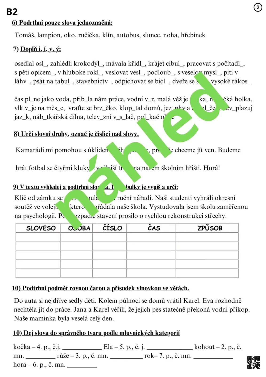 PÍSEMNÉ PRÁCE NA KONEC ŠKOLNÍHO ROKU - VARIANTY PRO DĚTI S SPU - čjl - 4. třída – náhled 12