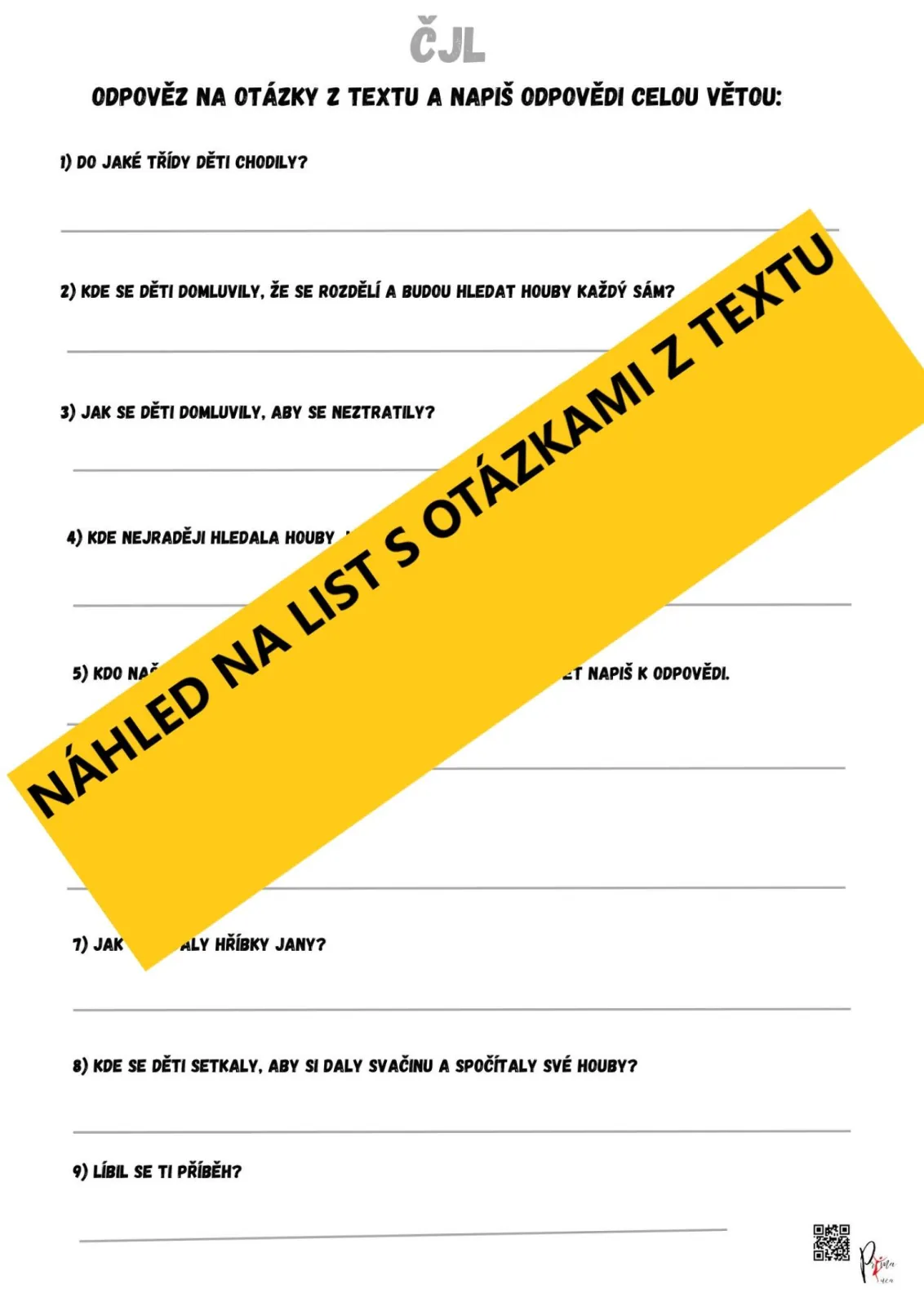 JANA A PETR NA HOUBÁCH - PŘÍBĚH SE SLOVNÍMI ÚLOHAMI +  čtenářská gramotnost – náhled 2
