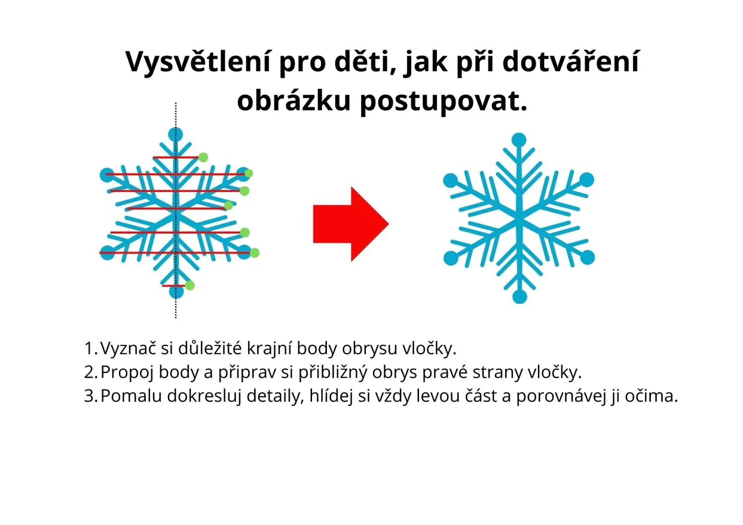 OSOVÁ SOUMĚRNOST - SNĚHOVÉ VLOČKY - obrázky k dokreslení - 12. sada – náhled 4