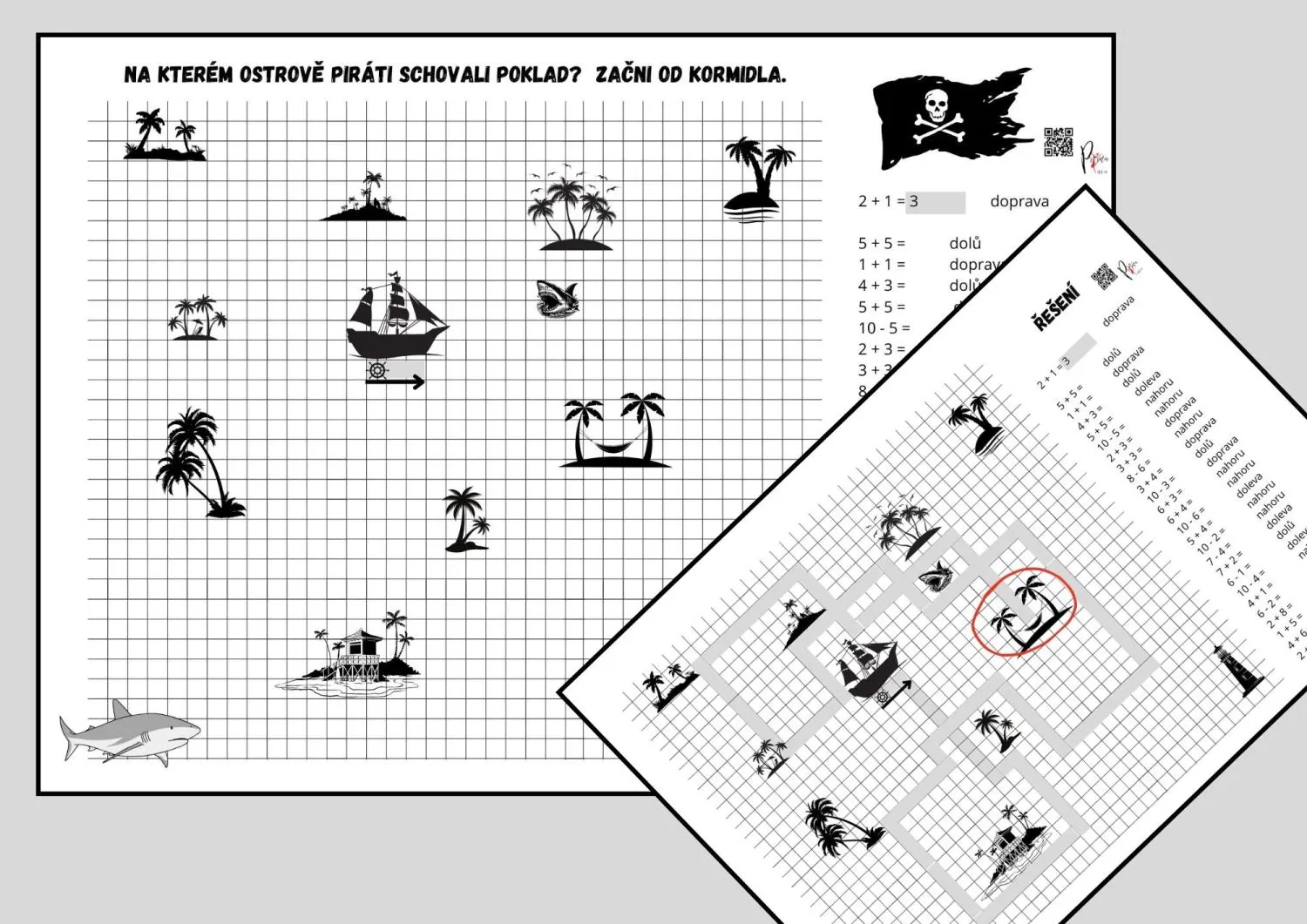 ORIENTACE VE ČTVERCOVÉ SÍTI - NUMERACE DO 10 - 2. sada – náhled 2