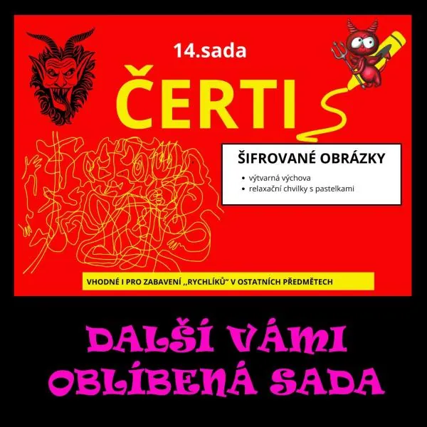 ČERTI -RELAXAČNÍ VÝTVARNÁ VÝCHOVA - SKRYTÁ TĚLA A TVÁŘE ČERTŮ- ŠIFROVANÉ OBRÁZKY – ukázka 1