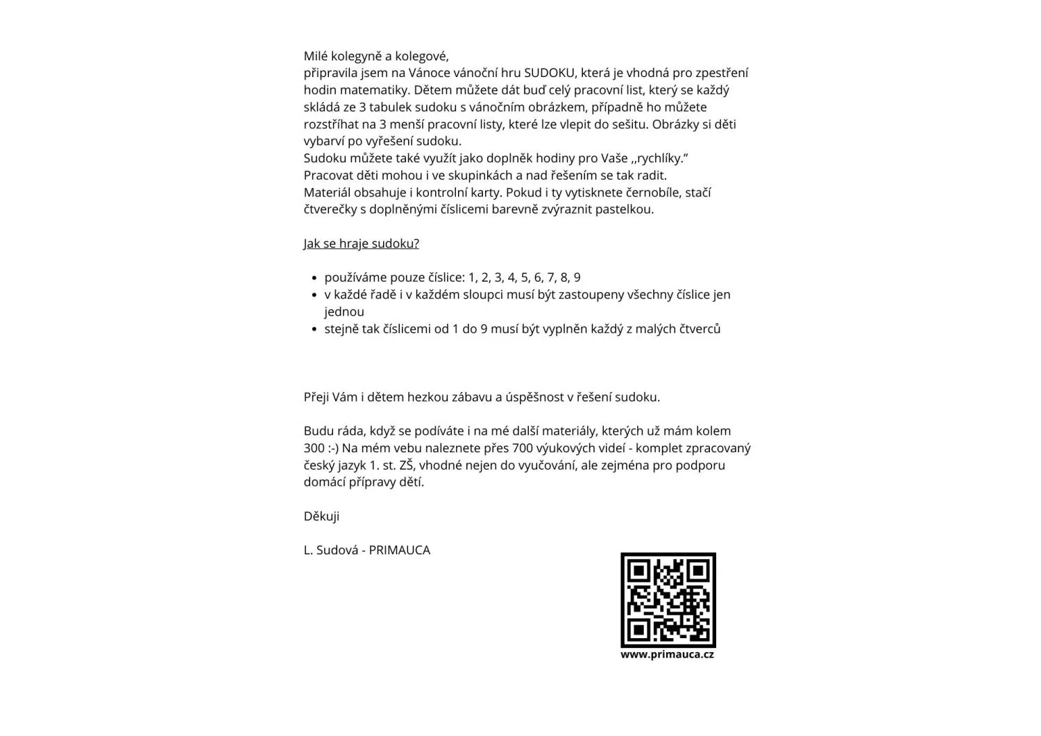 Vánoční  matematické sudoku s omalovánkou. – náhled 2