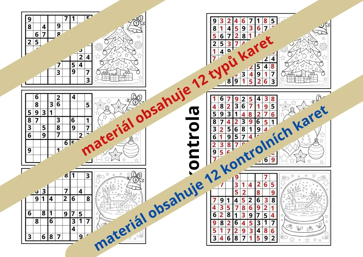 Vánoční  matematické sudoku s omalovánkou. – náhled 3