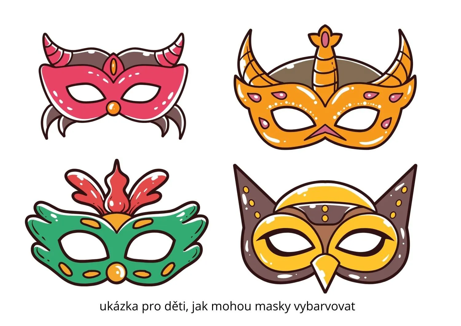 OSOVÁ SOUMĚRNOST - KARNEVAL - MASKY - obrázky k dokreslení - 14. sada – náhled 4