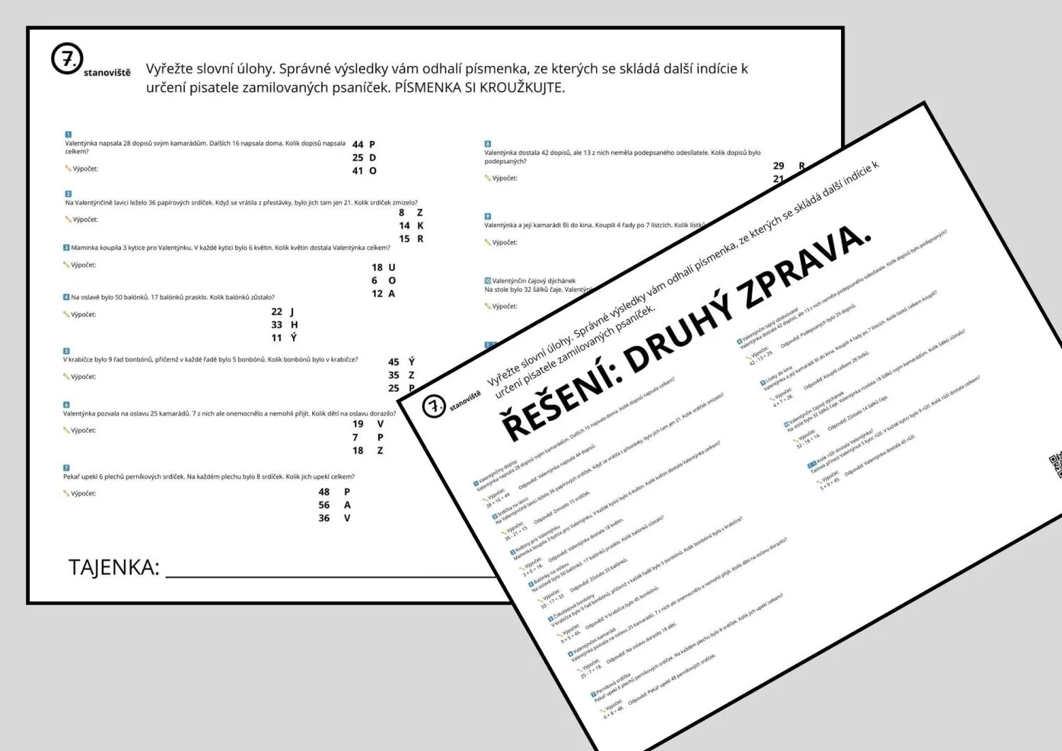 NÁSOBILKA, SLOVNÍ ÚLOHY - G - ÚNIKOVKA - KDO PÍŠE VALENTÝNCE ZAMILOVANÁ PSANÍČKA – náhled 5