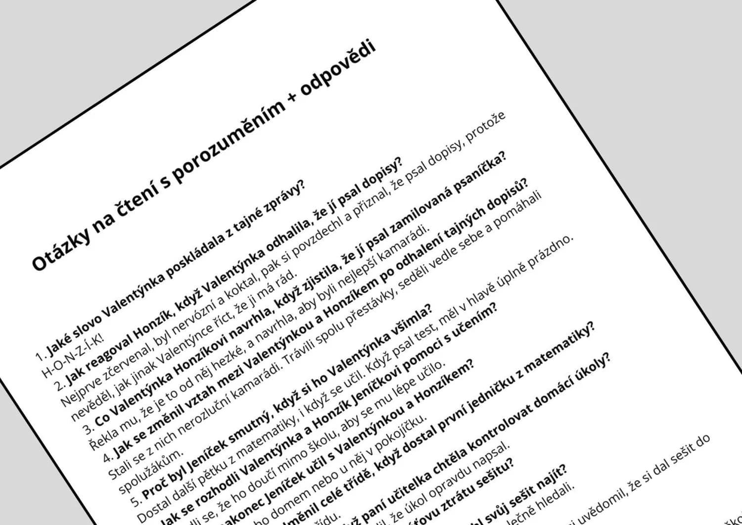 VALENTÝN- příběh o Valentýnce pokračuje - čtení s porozuměním- sestavte si PD – náhled 2