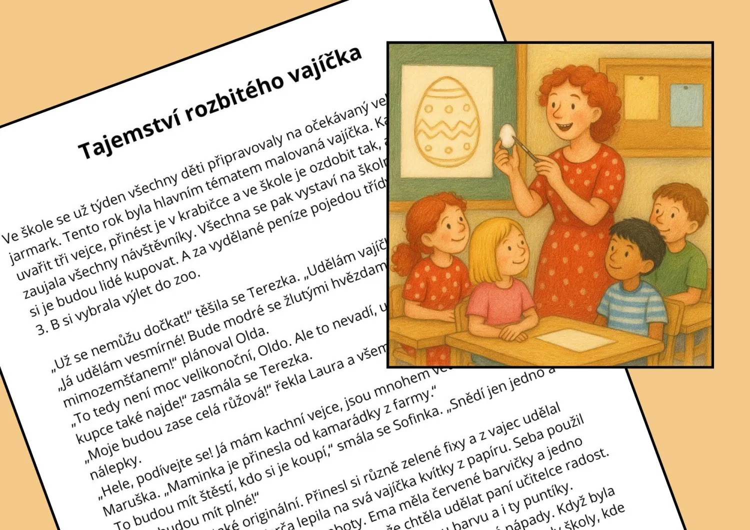 VELIKONOCE - Tajemství rozbitého vajíčka - čtení s porozuměním, časová osnova – náhled 2