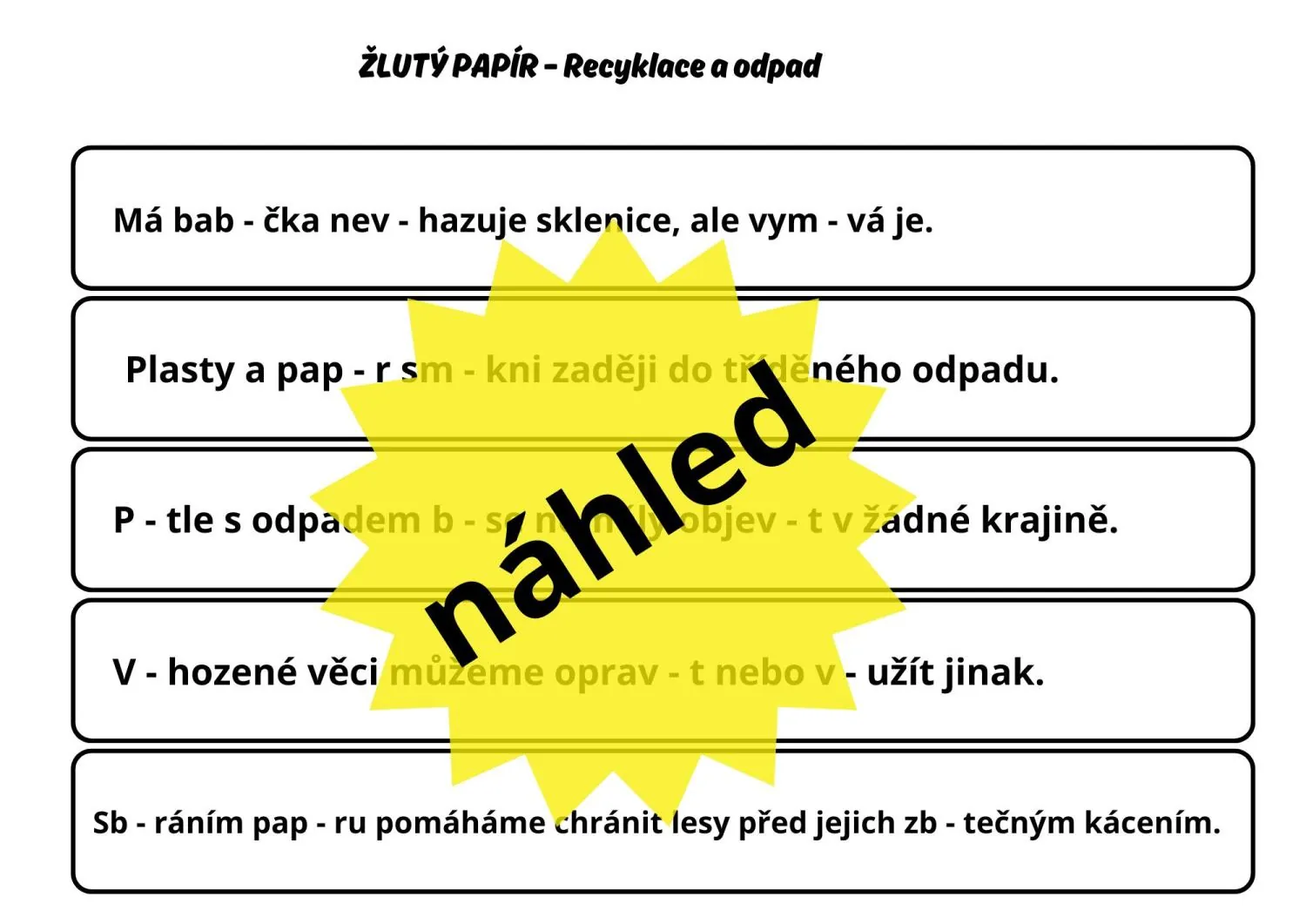 Vyjmenovaná slova - Běhací diktáty - DEN ZEMĚ – náhled 2