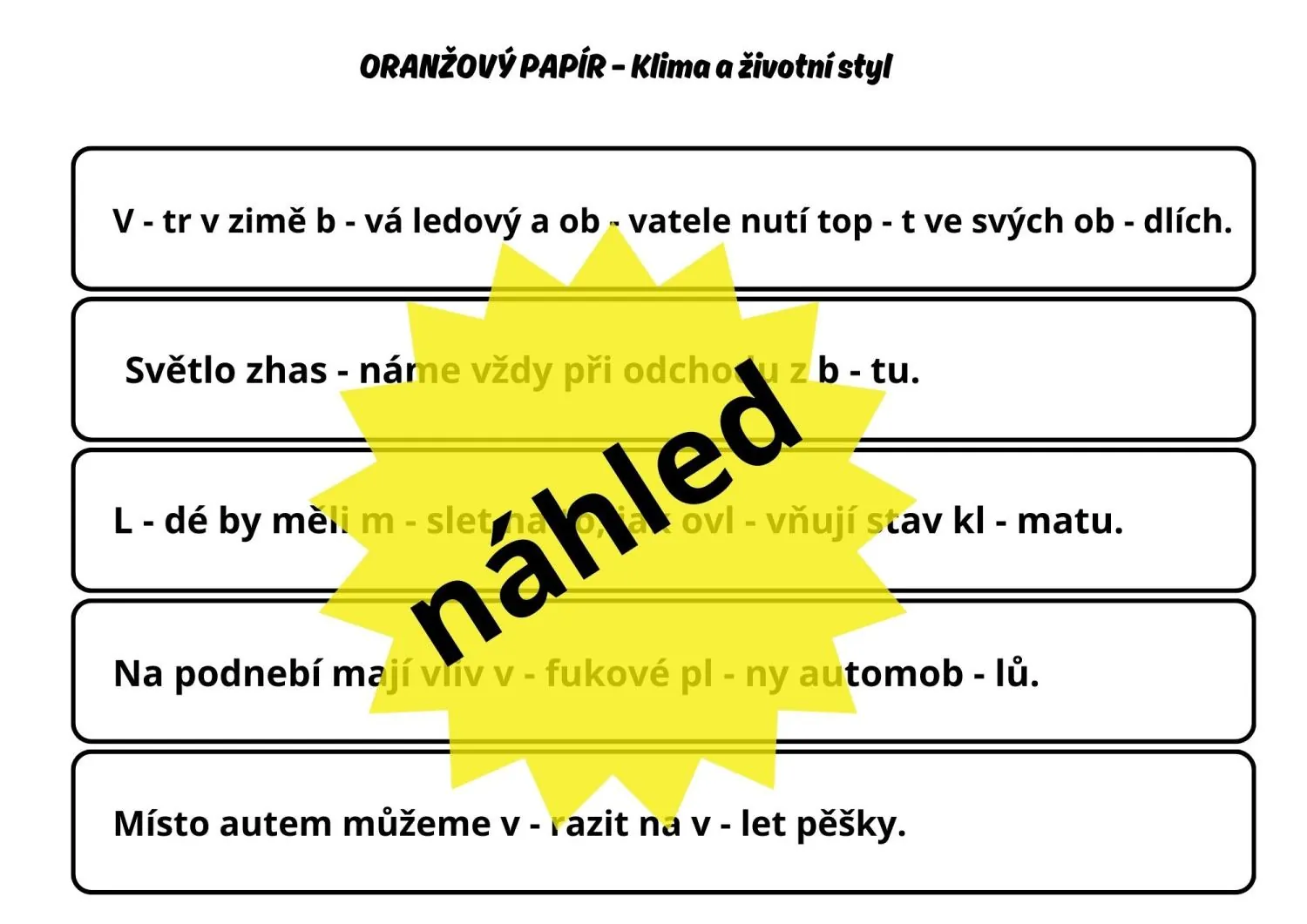 Vyjmenovaná slova - Běhací diktáty - DEN ZEMĚ – náhled 3