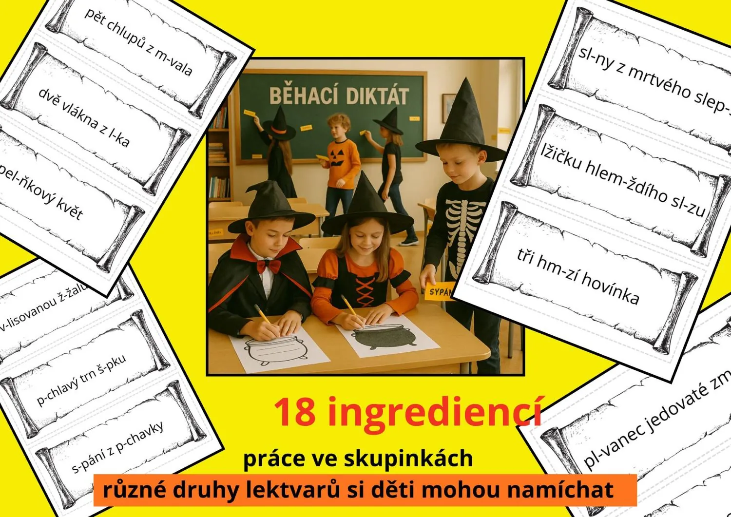 VYJMENOVANÁ SLOVA - HALLOWEEN - BĚHACÍ DIKTÁT S RECEPTEM – náhled 2