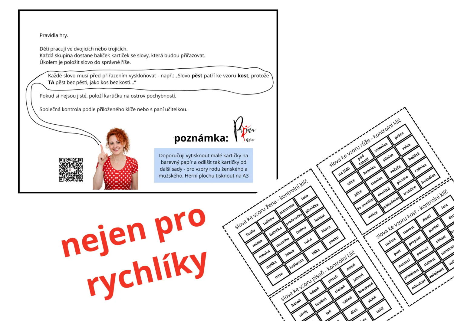 KONCOVKY PODSTATNÝCH JMEN - VZORY RODU ŽENSKÉHO - HRA – náhled 2