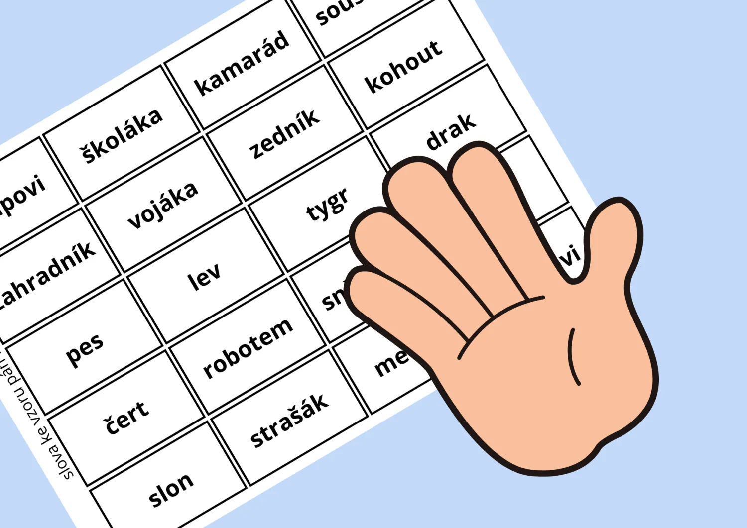 KONCOVKY PODSTATNÝCH JMEN - VZORY RODU MUŽSKÉHO - HRA – náhled 3