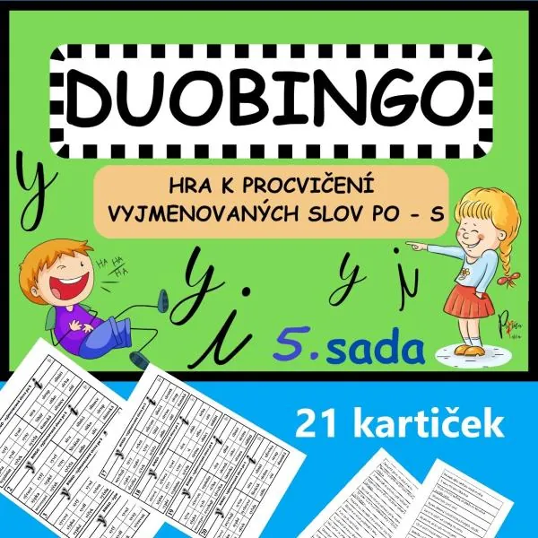 VYJMENOVANÁ SLOVA PO S - DUOBINGO - HRA K PROCVIČENÍ - 5. SADA