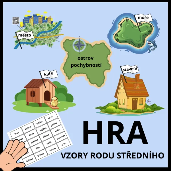 KONCOVKY PODSTATNÝCH JMEN - VZORY RODU STŘEDNÍHO - HRA – ukázka 1