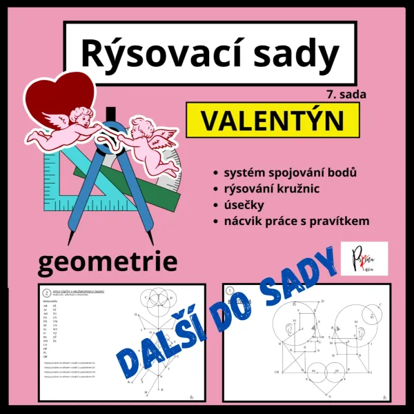RÝSOVACÍ SADA - GEOMETRIE - TÉMA VALENTÝN - 7. sada – ukázka 1